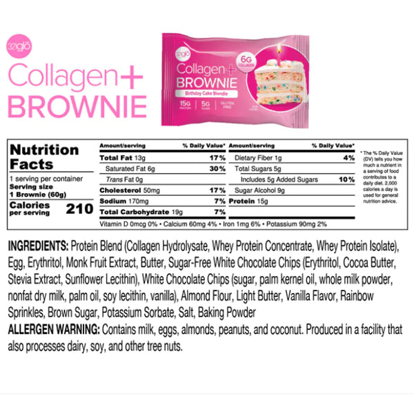 Close-up of collagen brownies showing chewy texture and chocolate topping