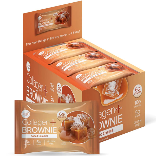 Close-up of collagen brownies showing chewy texture and chocolate topping