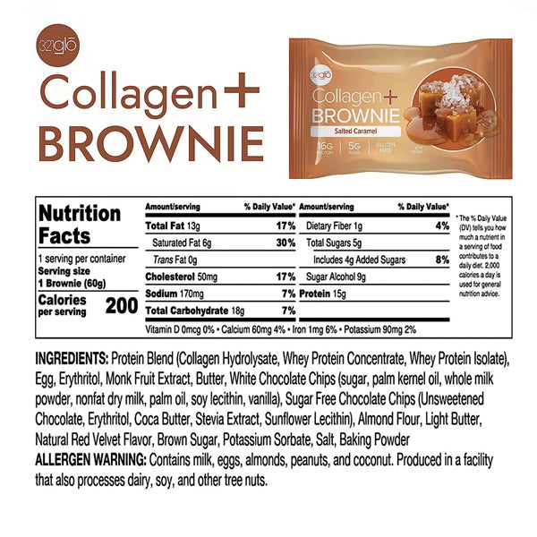 Ingredients of collagen brownies including oat flour and collagen peptides
