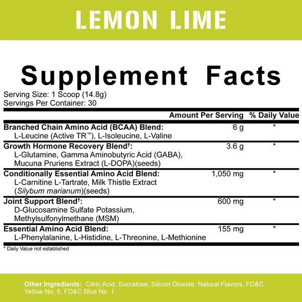 Close-up of a glass of Sleep Grow nighttime recovery drink with BCAAs and amino acids