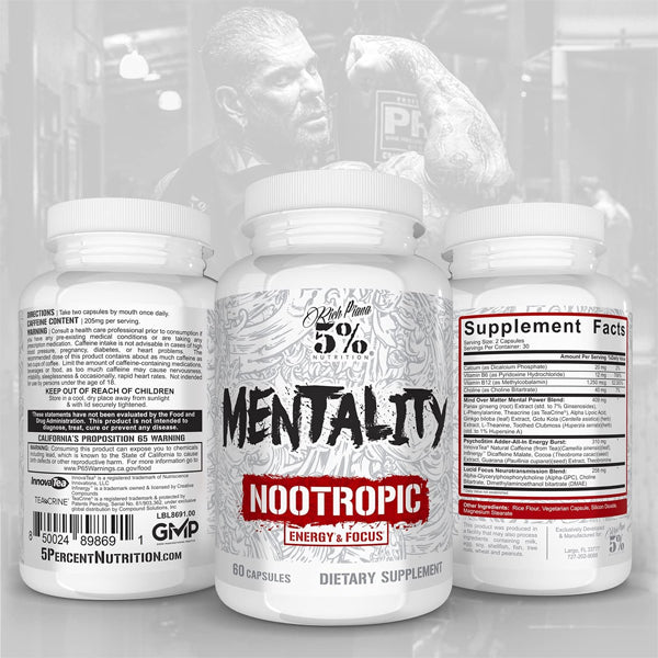 Brain booster supplement bottle with ingredients