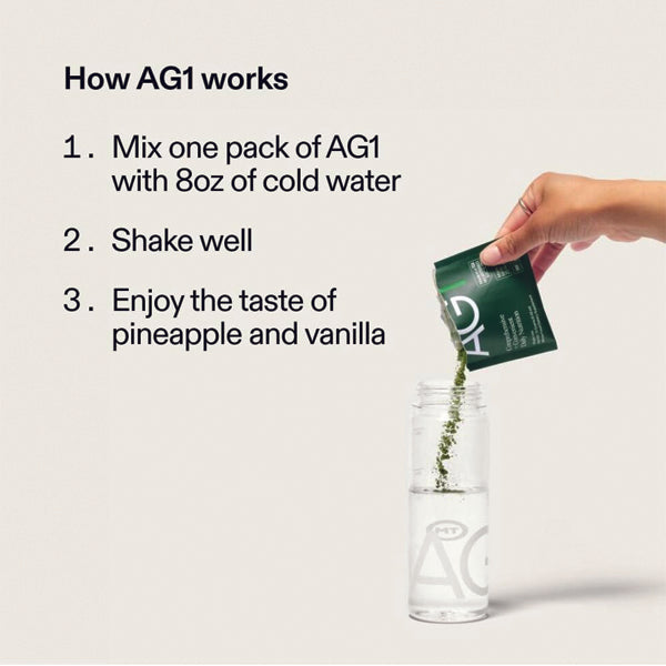 Close-up of VitalGreens Daily Nutrition Powder ingredients, highlighting probiotics and superfoods.