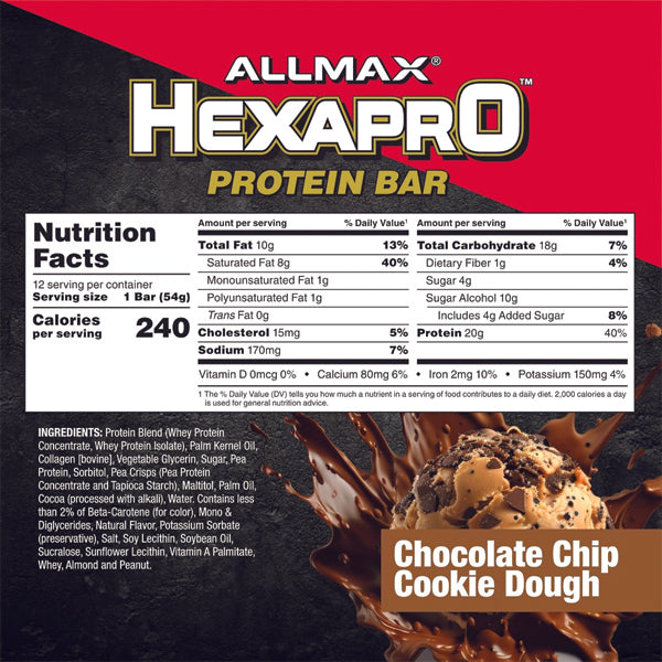 Hexapro High-Protein Energy Bar - close-up view showcasing the texture and layers.