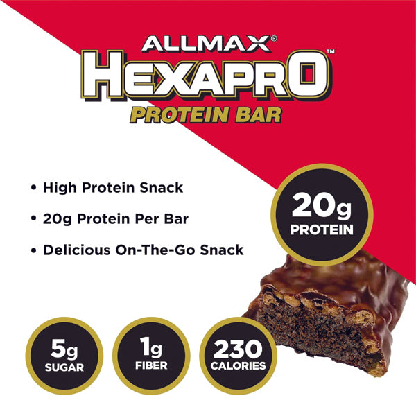 Hexapro High-Protein Energy Bar - close-up view showcasing the texture and layers.