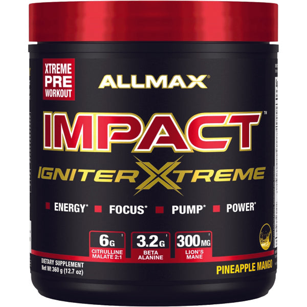 Impact Igniter Xtreme pre workout powder with energetic branding