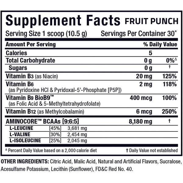 BCAA supplement bottle with clear labeling of amino acids and benefits