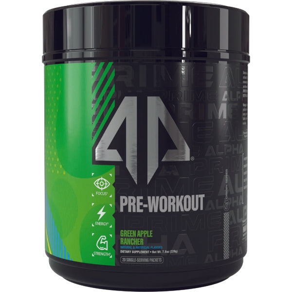 Alpha Prime Pre-Workout packets for energy and focus