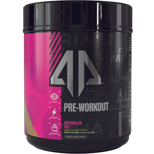 Close-up of single-serve pre-workout packet being torn open