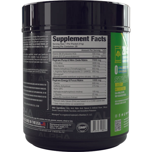 Alpha Prime Pre-Workout packets for energy and focus