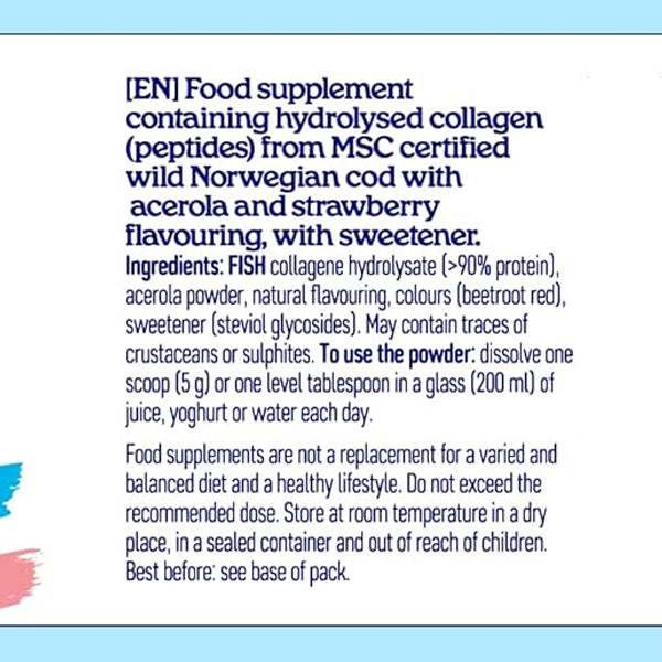 Arctic Blue Premium Fish Collagen Powder in a glass of water, showcasing its easy solubility.
