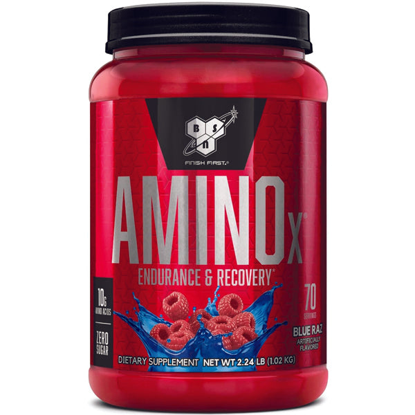 AminoX Endurance Recovery Boost drink mix in a shaker, showcasing its refreshing flavor and nutritional benefits.
