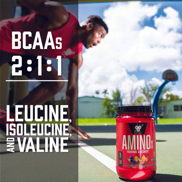 Athlete enjoying AminoX during a workout, emphasizing its effectiveness for endurance and post-training recovery.