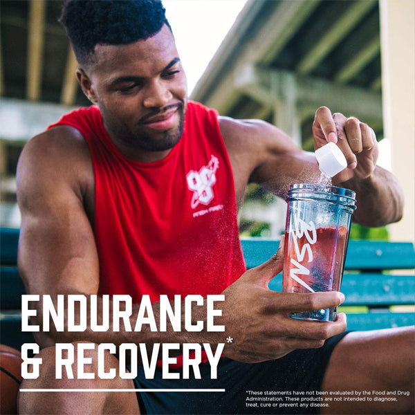 Close-up of supplement scoop revealing fine BCAA powder designed for workout endurance and post training recovery