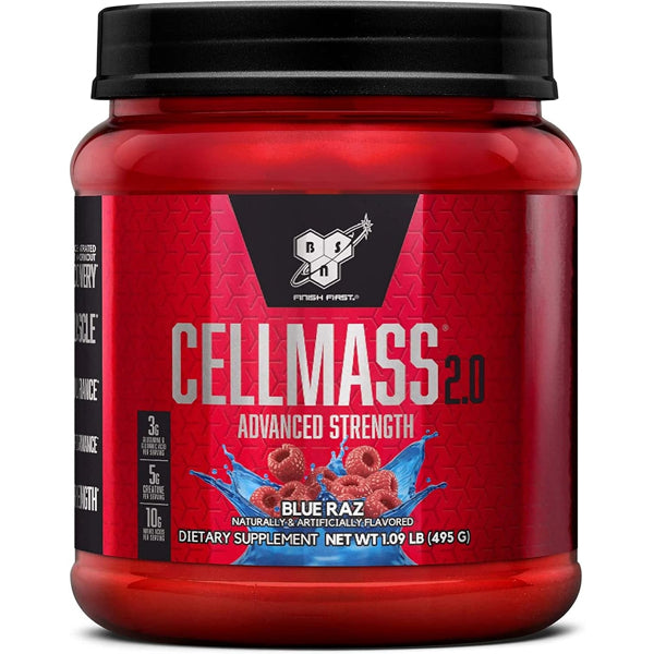 BSN Cellmass 2.0 container showcasing muscle recovery benefits