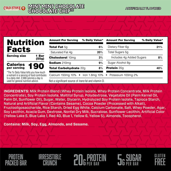 Close-up of Protein Crisp Bars highlighting their low sugar content and high protein.