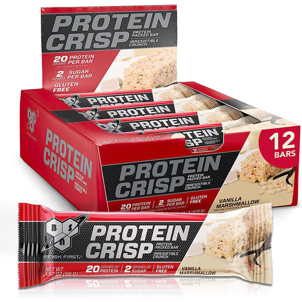 Protein Crisp Bars showcasing their crunchy texture and variety of flavors.