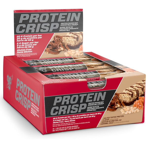 Protein Crisp Bars showcasing their crunchy texture and variety of flavors.