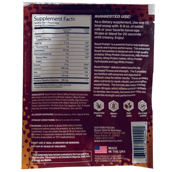 Spoonful of Beast Sports protein powder highlighting its smooth texture and rich flavors.