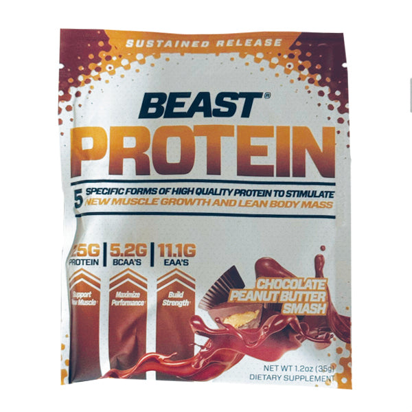 Close-up of Beast Sports protein powder being mixed in a shaker for post-workout nutrition.