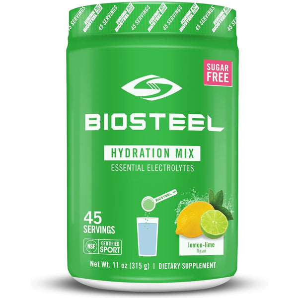 Close-up of BioSteel hydration mix being poured into water, ideal for athletes