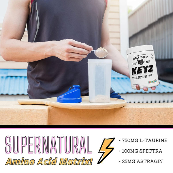 A fitness enthusiast enjoying a post-workout shake made with our EAA and BCAA powder blend, showcasing the product in action.