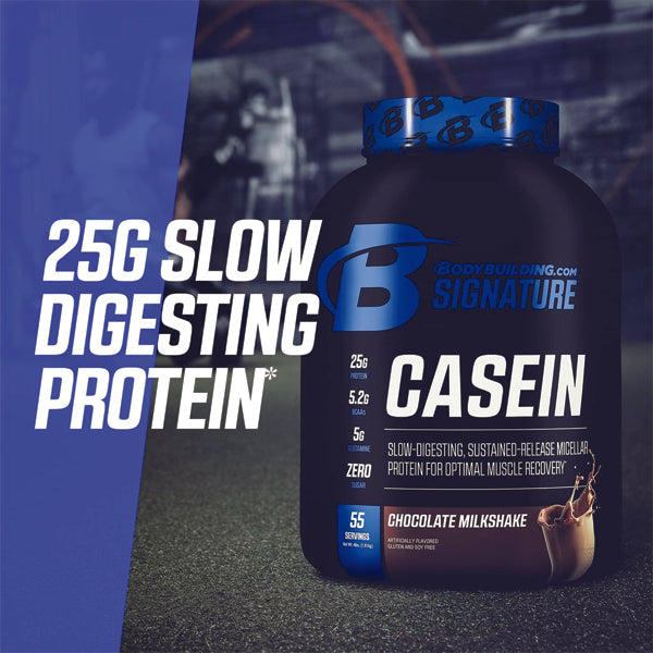 Fitness enthusiast mixing casein protein for nighttime recovery