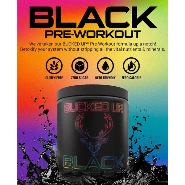 Athlete mixing Bucked Up Black pre-workout singles for a workout boost