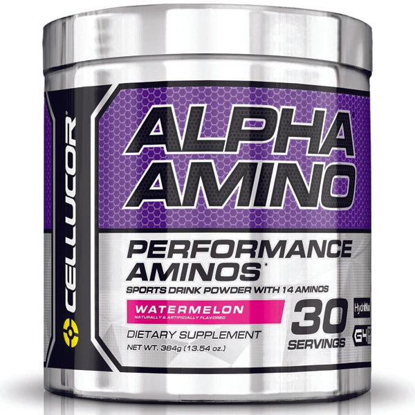 Alpha Amino hydration powder in a shaker, perfect for athletes needing muscle recovery.