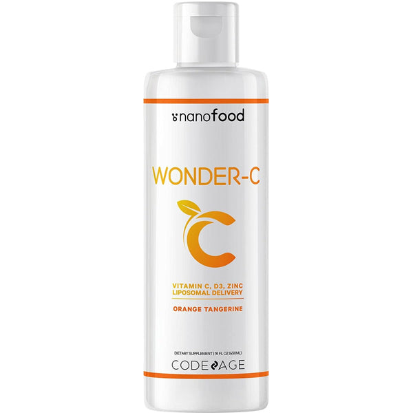 Vitality Blend Liposomal Vitamin C bottle showcasing vibrant orange-tangerine flavor.
