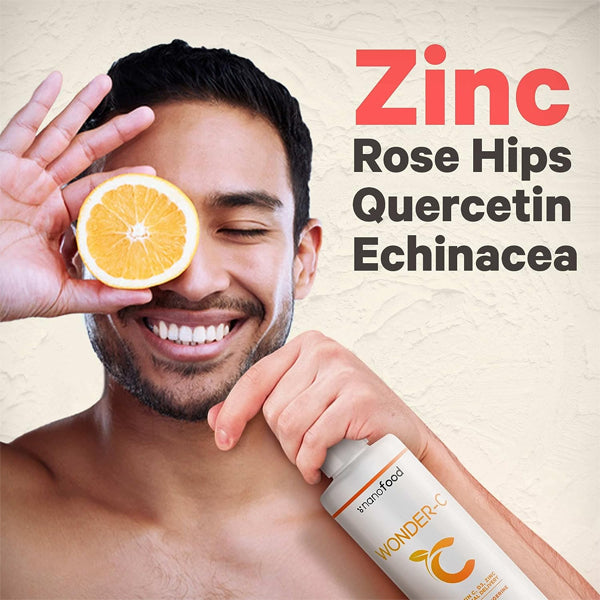 Vitality Blend Liposomal Vitamin C bottle showcasing vibrant orange-tangerine flavor.
