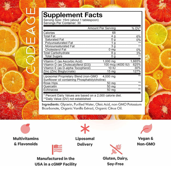 Serving spoon filled with Vitality Blend, emphasizing easy dosage of immune support.