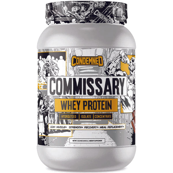 Commissary Whey Protein Concentrate in a shaker for post workout recovery.