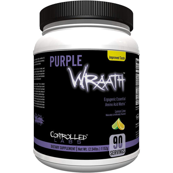 A close-up of Purple Wraath powder in a scoop, highlighting its rich texture and quality ingredients for optimal performance.