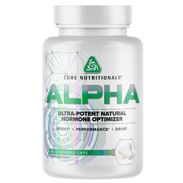 Core ALPHA Hormone Support Capsules showcasing the bottle with a clear view of the label.