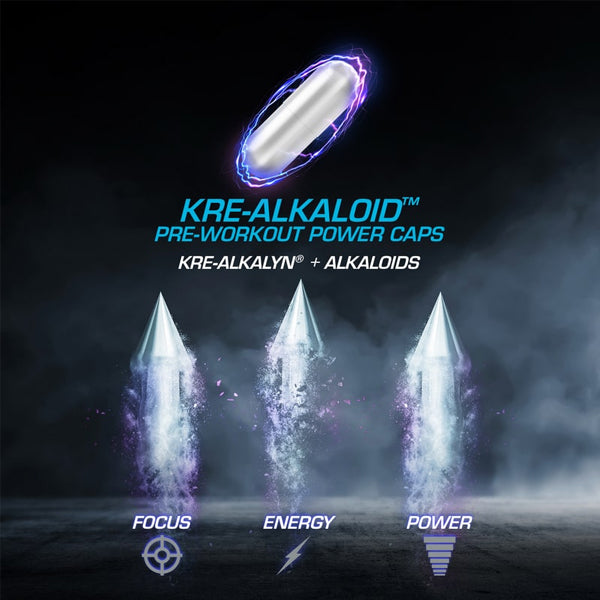 Pre-workout supplement capsules with focus-enhancing alkaloids