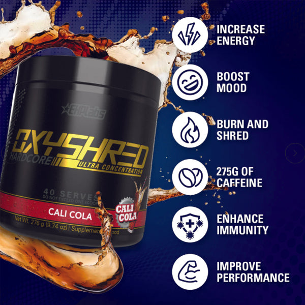 Athlete using EHP Labs OxyShred Hardcore during an intense workout session.