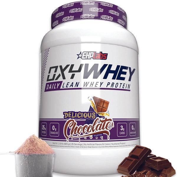 OxyWhey Lean Protein powder in a scoop, showcasing its fine texture and quality.
