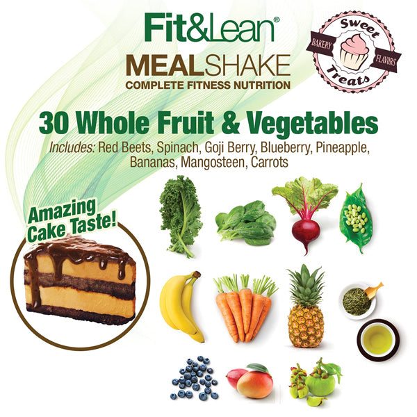Peanut Butter Pie flavor of Lean & Fit Complete Meal Replacement Shake, emphasizing its rich and indulgent appearance.