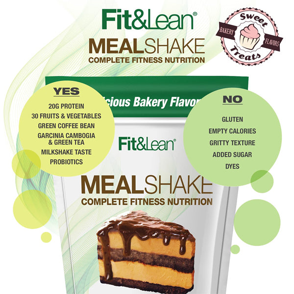 Coffee Crumb Cake flavor of Lean & Fit Complete Meal Replacement Shake, showcasing its inviting look and nutritional information.