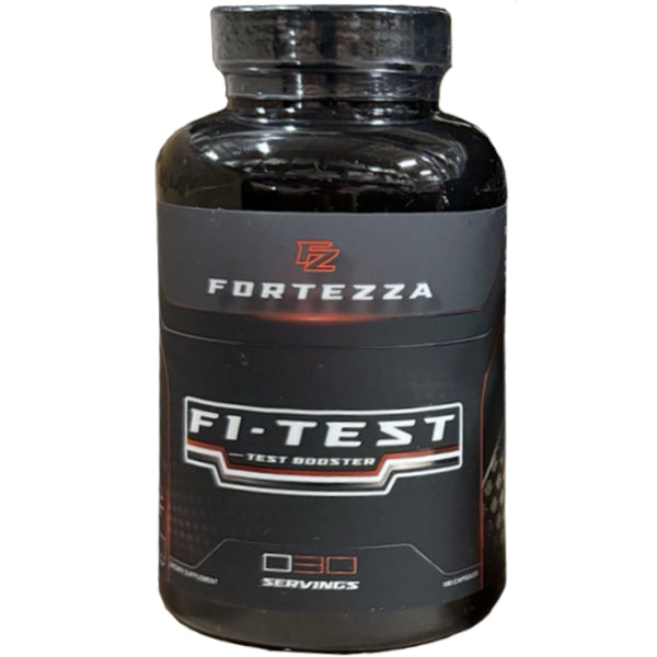 Fortezza F1 Testosterone Booster Capsules on a gym bench