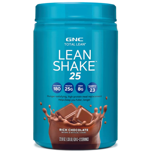 GNC Lean Shake 25 bottle showing nutrition label for weight loss support