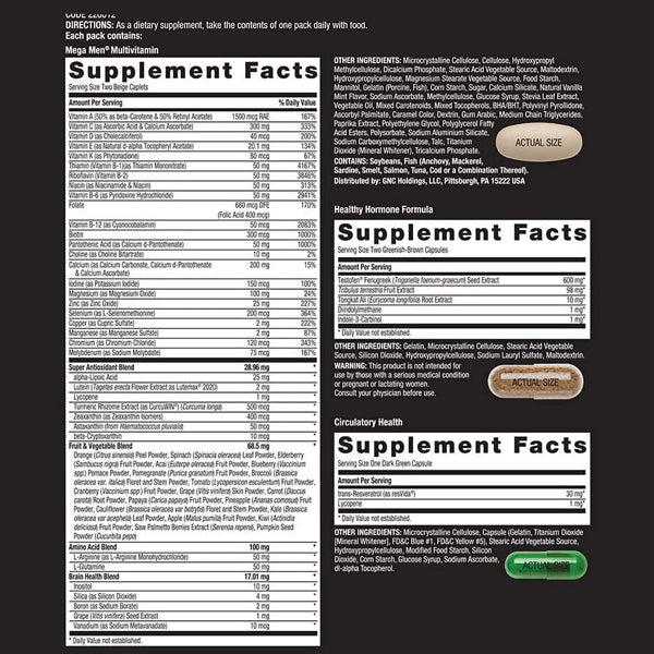 Daily vitamin pack from GNC designed to boost testosterone and support prostate health.