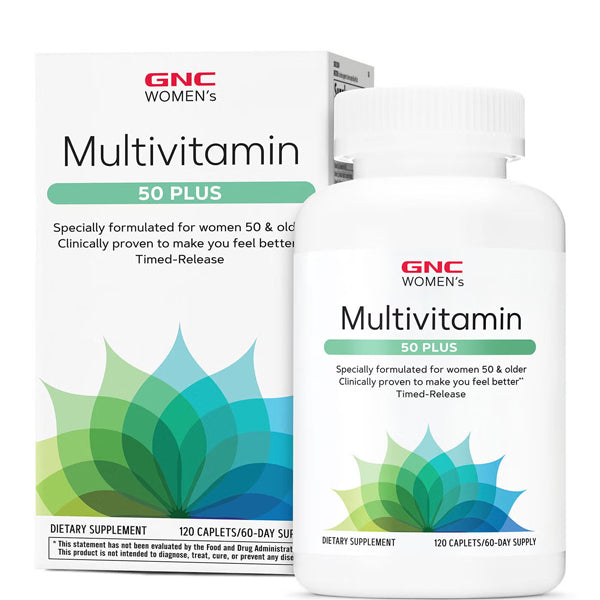 GNC women's multivitamin bottle with vitamin D and calcium for bone health