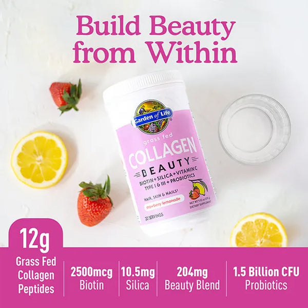 Woman blending collagen supplement into a smoothie for glowing skin