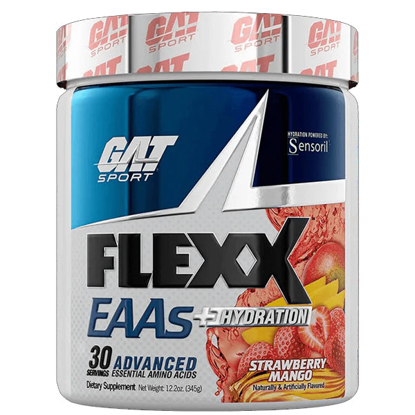 Close-up of FLEXX EAAs powder being mixed in a shaker, ideal for workout hydration.