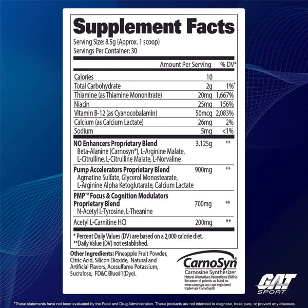 Athlete using GAT Sport PMP Stim-Free for enhanced focus and energy in gym.