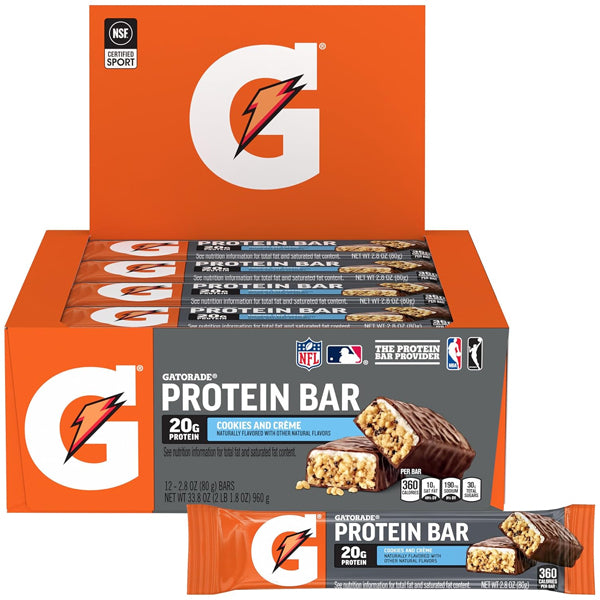 Gatorade Whey Protein Bars in a gym setting, emphasizing muscle recovery.