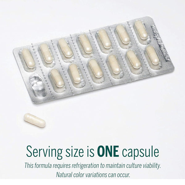 Close-up of Gut Harmony Probiotic Capsules showing ingredients and benefits for IBS relief.