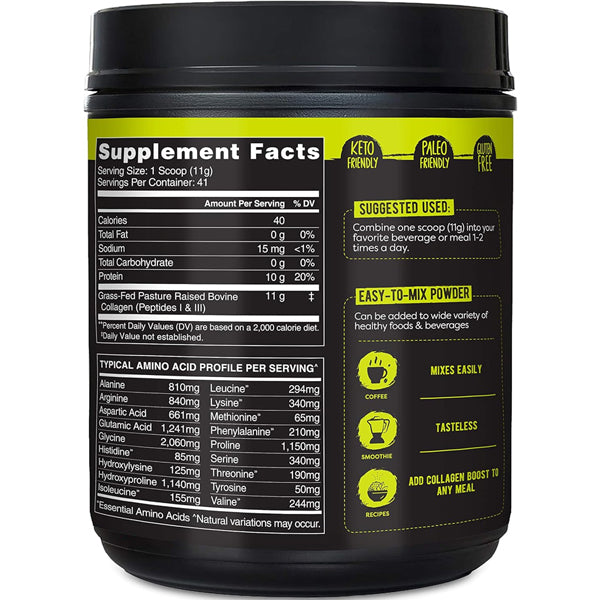 Natures Best Grass-Fed Collagen Peptides with a spoonful for easy serving.