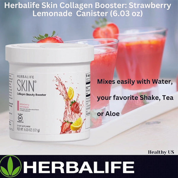 Collagen supplement mix being prepared in a glass, highlighting its refreshing Strawberry Lemonade taste.